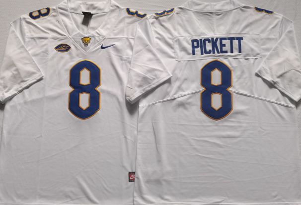 Men Pittsburgh Panthers #8 Pickett White Nike 2025 NCAA Jersey->more ncaa teams->NCAA Jersey